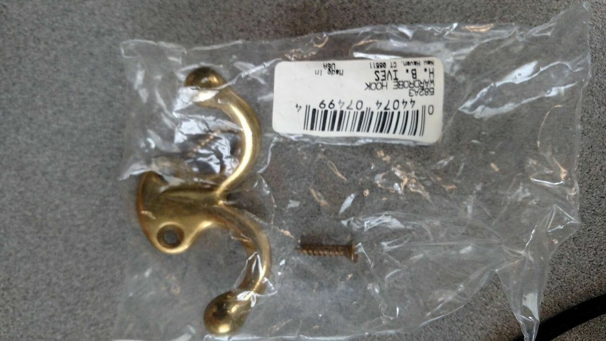 IVES 582A3 DOUBLE WARDROBE HOOK POLISHED BRASS FINISH ON ALUMINUM BASE