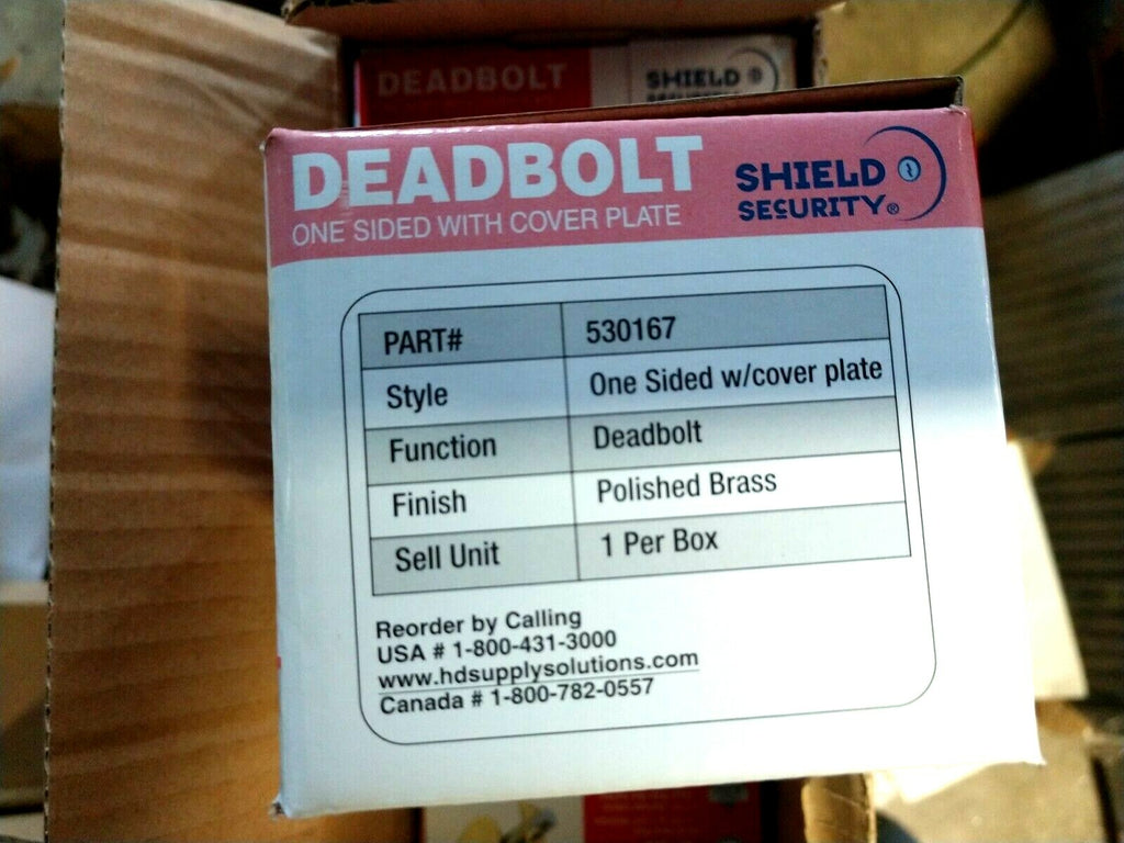 LOCKSMITH SHEILD SECURITY 530167 SINGLE SIDED DEADBOLT 2 3/4" BS US3 POL BRASS