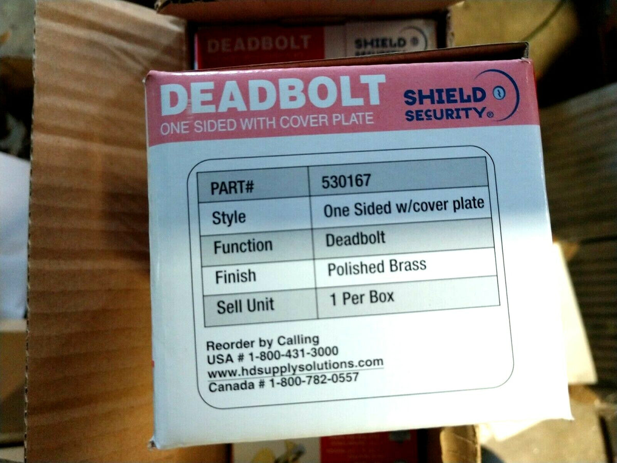 LOCKSMITH SHEILD SECURITY 530167 SINGLE SIDED DEADBOLT 2 3/4" BS US3 POL BRASS
