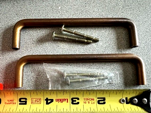 2 EACH 5" CC  WIRE CABINET PULLS BRASS BASE ANTIQUE BRONZE FINISH W/FASTENERS