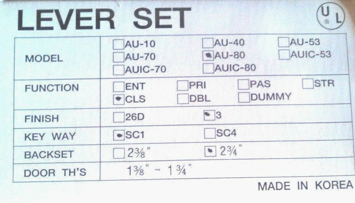 GRADE 2 LOCKSET SMR AUR80 US3 SCHLAGE C KEYWAY CLASSROOM GRADE 2 COMM DUTY