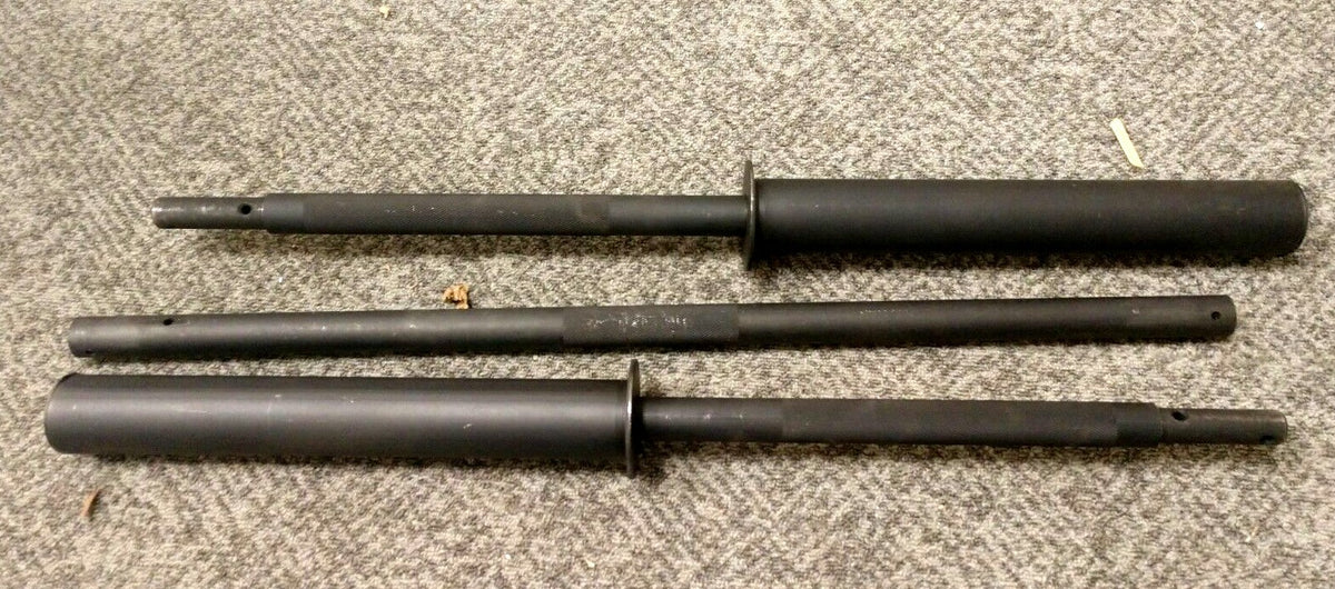 GOLD'S GYM WEIGHT  3 PIECE LIFTING BAR 2" ENDS 7' WIDE W/ SPRING COLLARS 