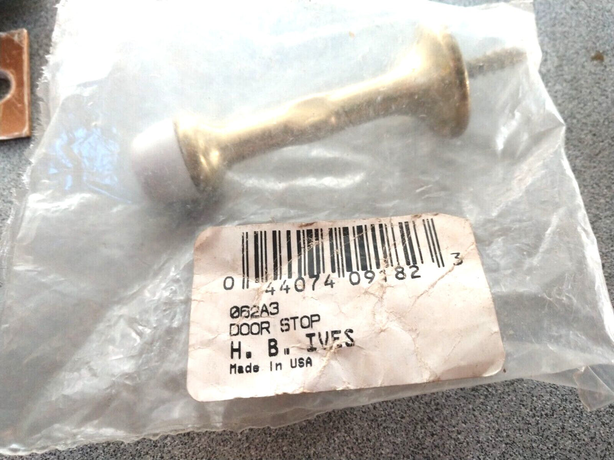 IVES 062A3  WALL DOOR STOP BRASS ON ALUMINUM WITH RUBBER TIP