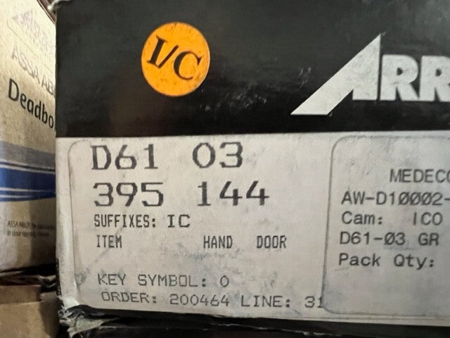 MEDECO ARROW D61 - IC- US3 SINGLE CYL DEADBOLT L/CORE US3   2 3/4" BACKSET GRD1