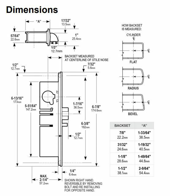 Adams Rite 4513-2X-IB Replacement Deadlatch Body Only
