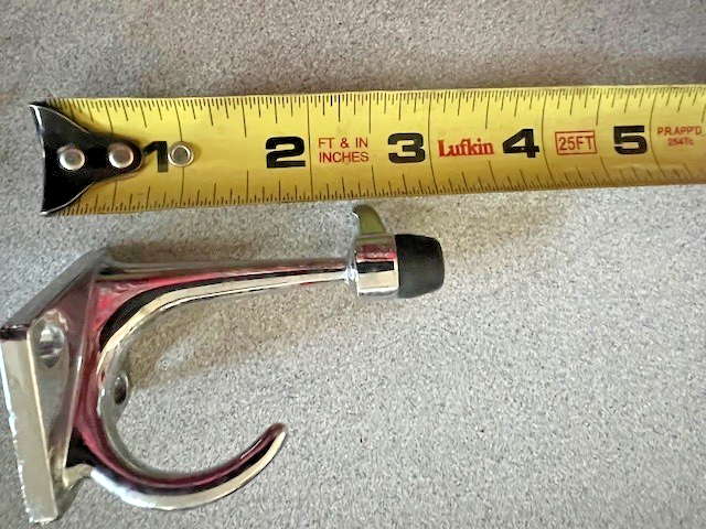 Commercial Toilet Partition Coat Hook & Bumper 3" Proj x 2-" HiGH , 1 5/8" W
