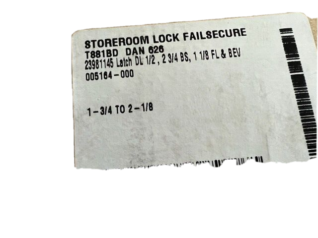 FALCON LOCK T881BD DAN 626 24VDC FAIL SECURE STOREROOM LOCK FOR SFIC LESS CORE