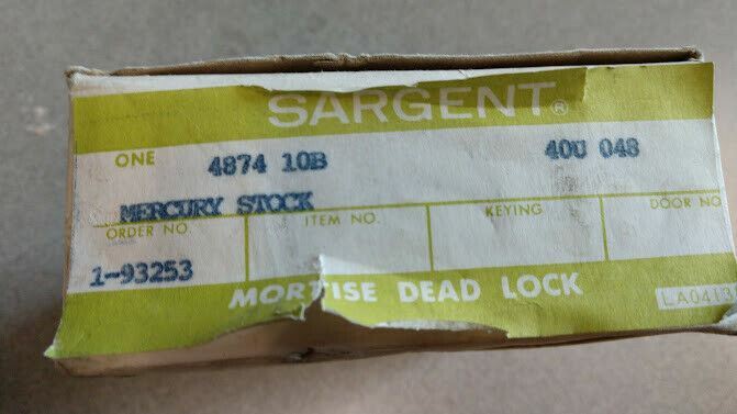 SARGENT MORTISE DEADLOCK 4874  - US10B  LA  DOUBLE CYLINDER US10B NOS