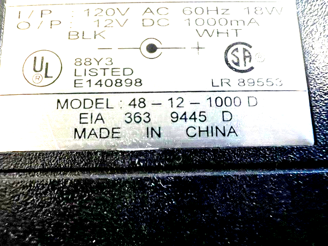 ASC DIRECT PLUG IN CLASS 2 TRANSFORMER 120VAC IN 12VDC 1000 MA OUT