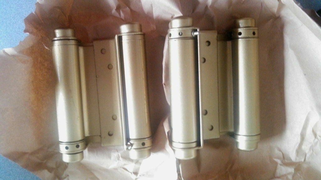 1 PAIR equal to BOMMER 3029 DOUBLE ACTING SPRING HINGES 4" SPRAYED BRASS DASH