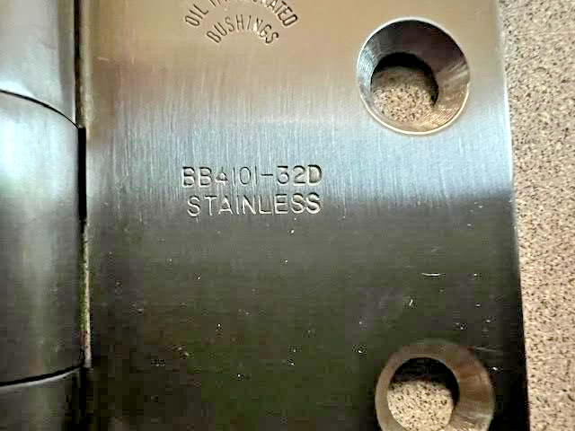 3 EA LAWRENCE BB4101 4 1/2 X 4  US32D CONC BB    HINGE STAINLESS STEEL