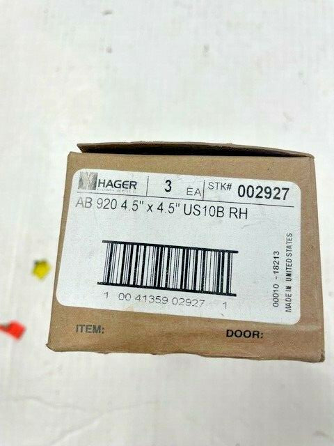 3 EACH HAGER AB920 4.5 x 4.5 US10B RH Concealed Anti-friction bearing 2-knuckle