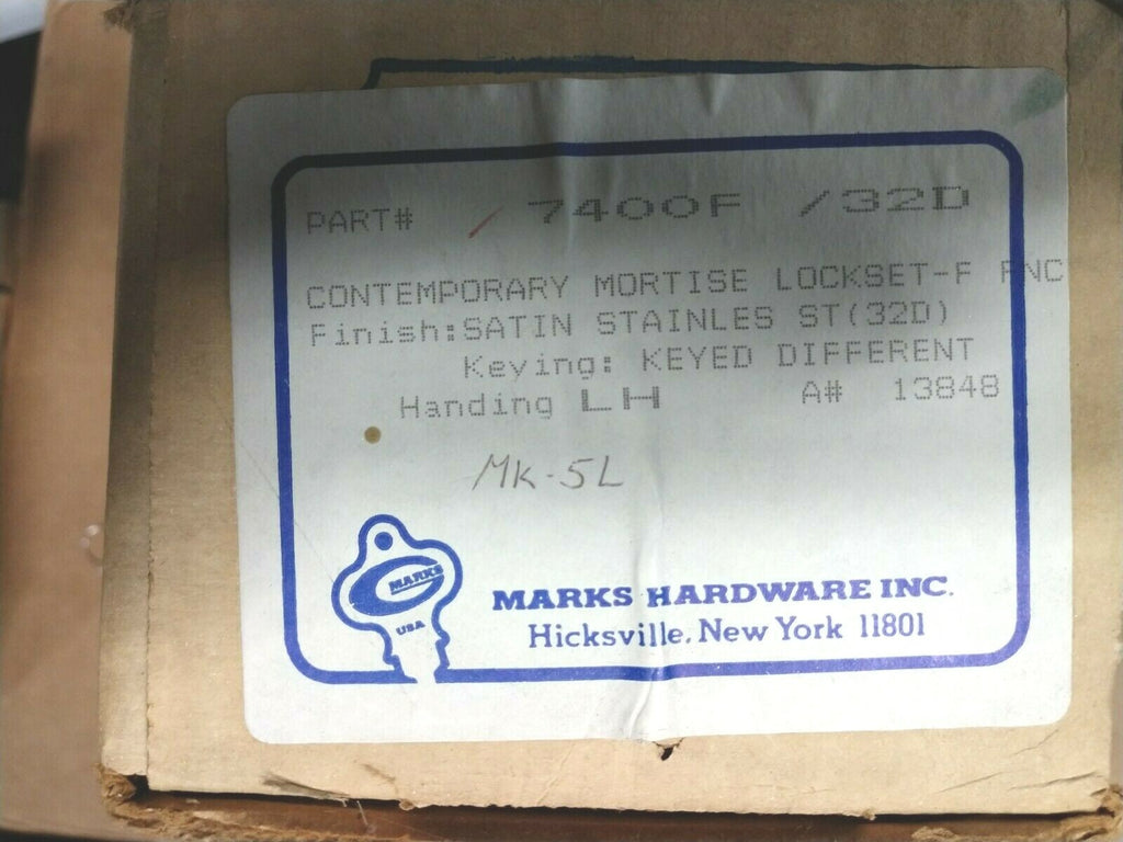MARKS USA 7400F/32D LH DORMATORY FUNCTION LOCKSET BALL KNOB