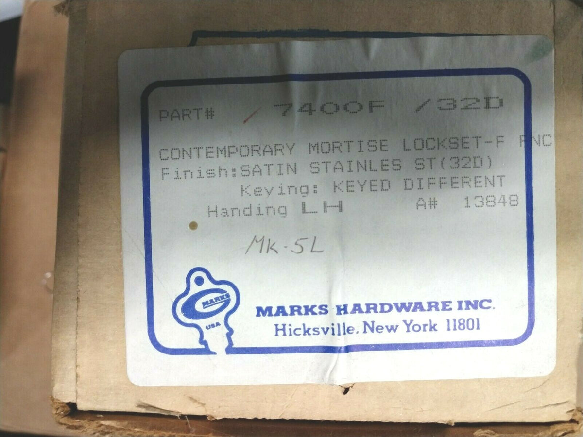 MARKS USA 7400F/32D LH DORMATORY FUNCTION LOCKSET BALL KNOB