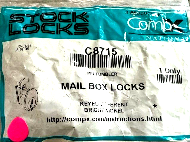 COMPX NATIONAL C8715 Cam Lock,For Thickness 1/16 in,Nickel