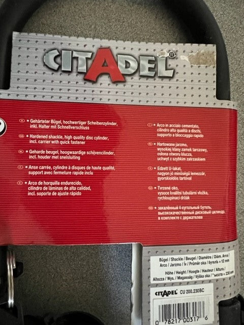 ABUS  LOCK CITADEL  CU-200-230 BC U BIKE LOCK " RIO " 12MM SHACKLE  12  X 230