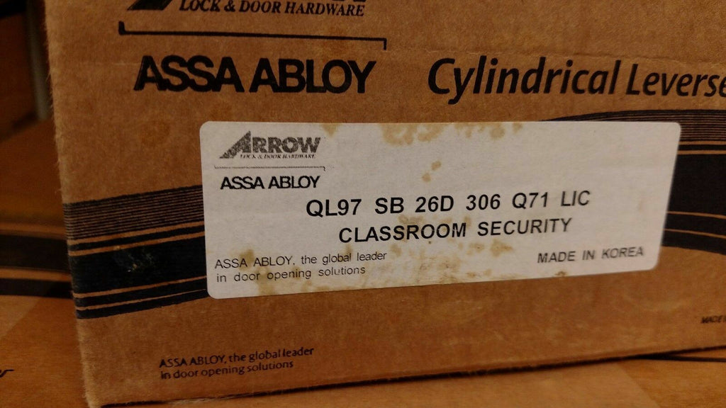 ARROW CLASSROOM INTRUDER LOCK QL 97 SB LIC 26D FOR MEDECO & ASSA IC CORES L/CORE
