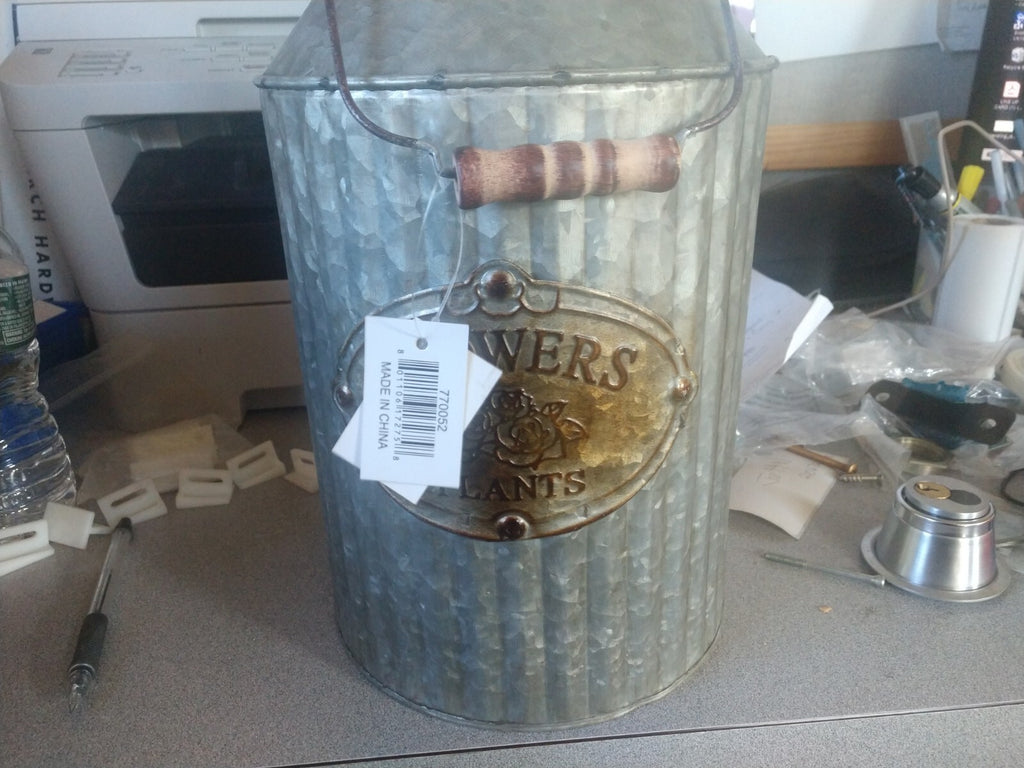 CTW FLOWER & PLANTER 70052 Medium (8-25-Quart)  Gray Metal  7 1/8"dia x 12" h