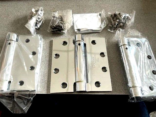 BOX OF 3 ULTRA HARDWARE UL DOOR  DOOR CLOSER SPRING HINGE CHROME 4 1/2" X 4 1/2"