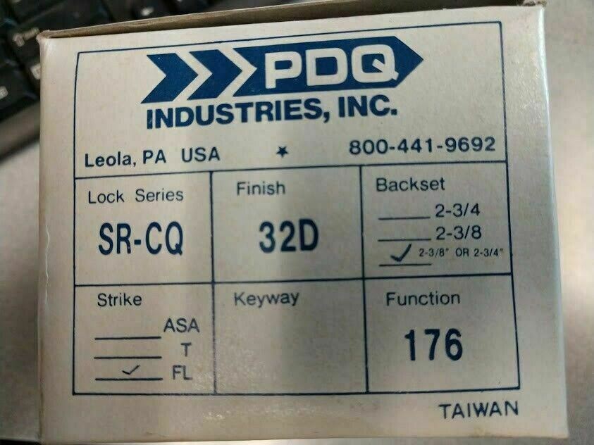 PDQ LOCK SR CQ 176 32D PRIVACY CYLINDRICAL SET NOS ADJ BACKSET