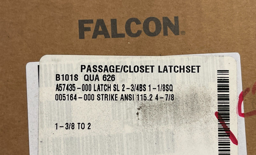 FALCON LOCK B101S QUA 626 PASSAGE SET GRADE 2 US16D 2 3/4" BACKSET