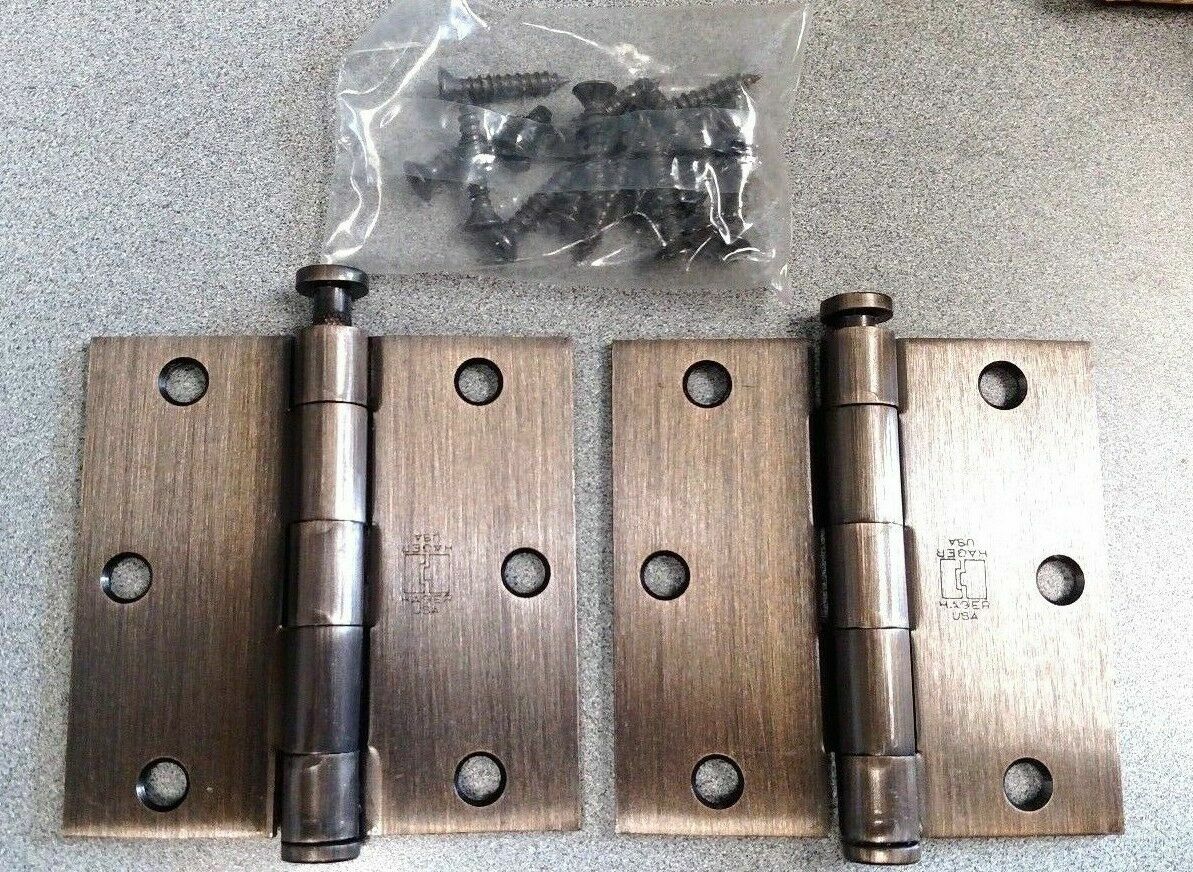 BOX OF 1PAIR (2 PCS) HAGER HINGE 1279 3 1/2 X 3 1/2  US 10A X ALL WOOD SCREWS