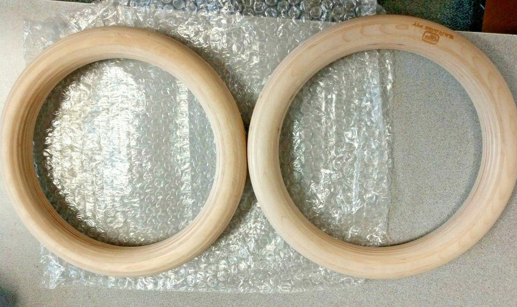 GARAGE FIT WOODEN GYMNASIUM RINGS ONLY PREMIUM HEAVY DUTY WGR