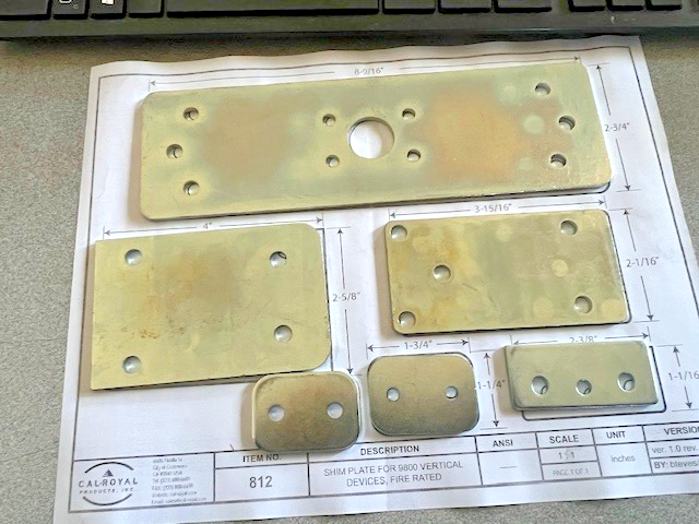 CAL ROYAL SHIM KIT 812 FOR 1/8: SHIM KIT FOR 9800 FIRE RATED VERTICAL RODDEVICES