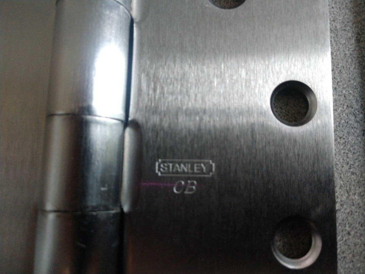 2 EACH STANLEY CB168 4 1/2" X 4 1/2" US26D HEAVY WEIGHT HINGES