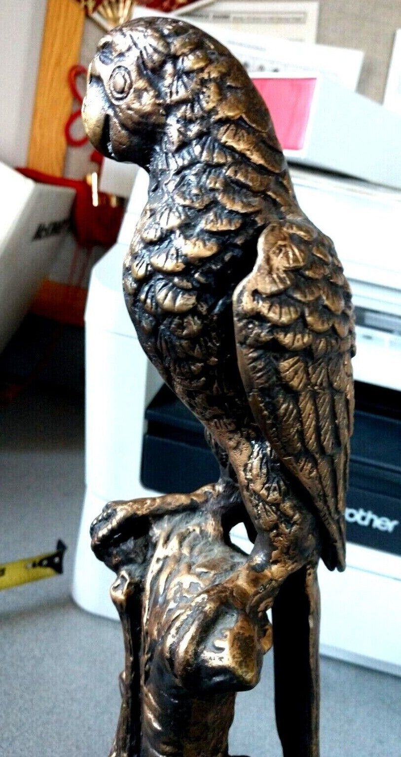 BRONZE PARROT STATUE 12 3/4" HIGH