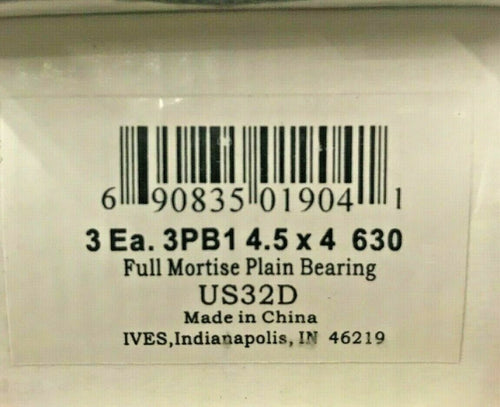 3 EA Ives 3PB1 4.5" HIGH x 4" WIDE 630 STAINLESS STEEL HINGES COMMERCIAL GRADE 