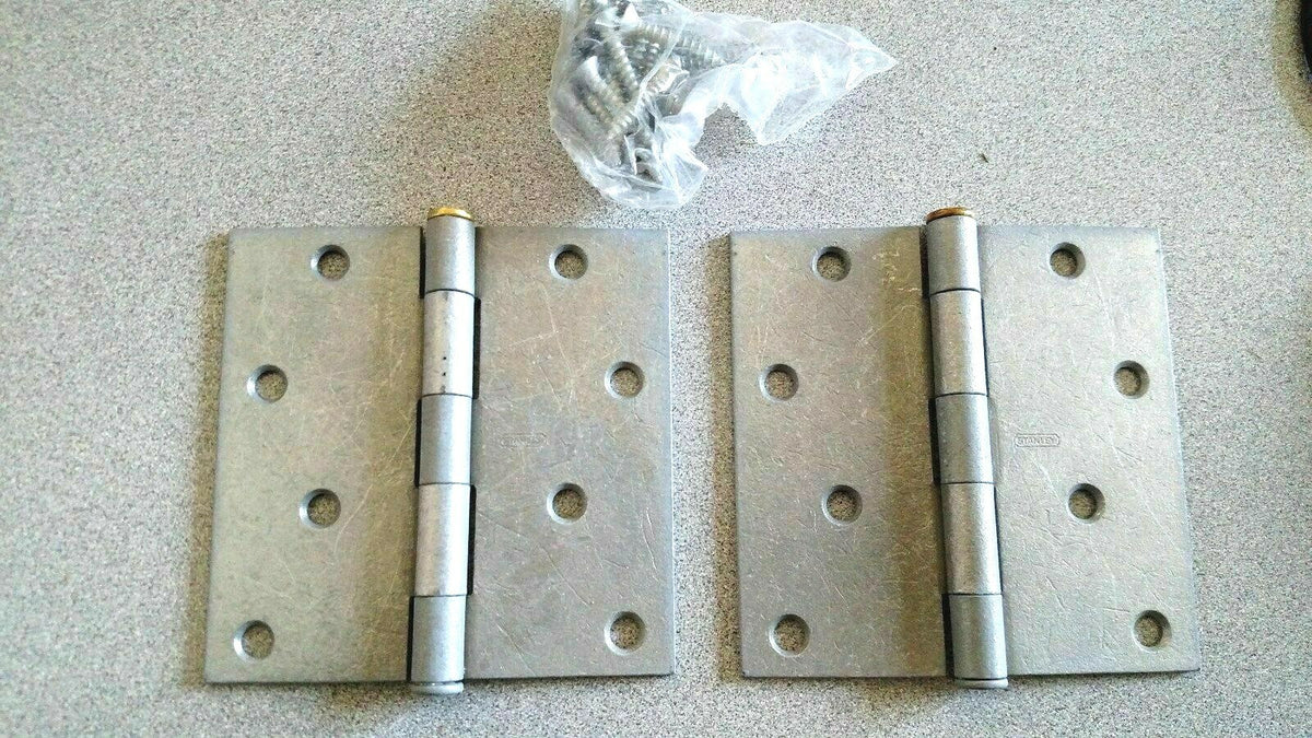 1 PR OF 2 HINGES STANLEY 741BP ST2H 4 X 4  GALVINIZED STEEL BRASS PIN  08-3280