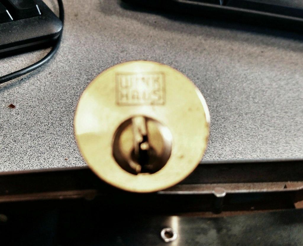 LOCK COLLECTOR WINKHAUS RIM CYLINDER US3 VSF 27 SYSTEM POLISHED BRASS LOCKSPORT