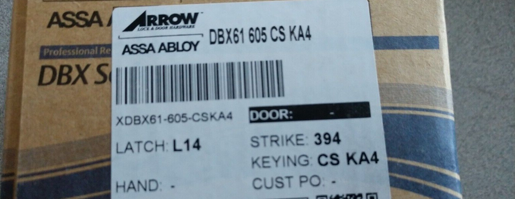 ARROW LOCK DBX61X605 CS SINGLE CYL DEADBOLT SC C KW ADJ B BSS