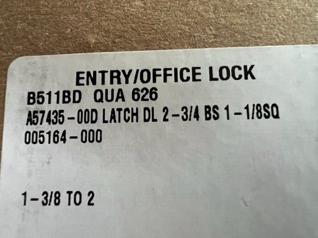 FALCON LOCK B511BD QUA 626 ENTRY/OFFICE LOCK FOR SFIC L/CORE