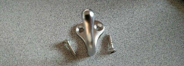 WARDROBE COAT HOOK CAST BRASS & PLATED DULL CHROME EQUAL TO IVES  581B26D