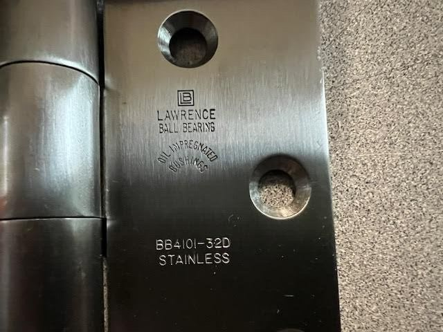 3 EA LAWRENCE BB4101 4 1/2 X 4  US32D CONC BB    HINGE STAINLESS STEEL