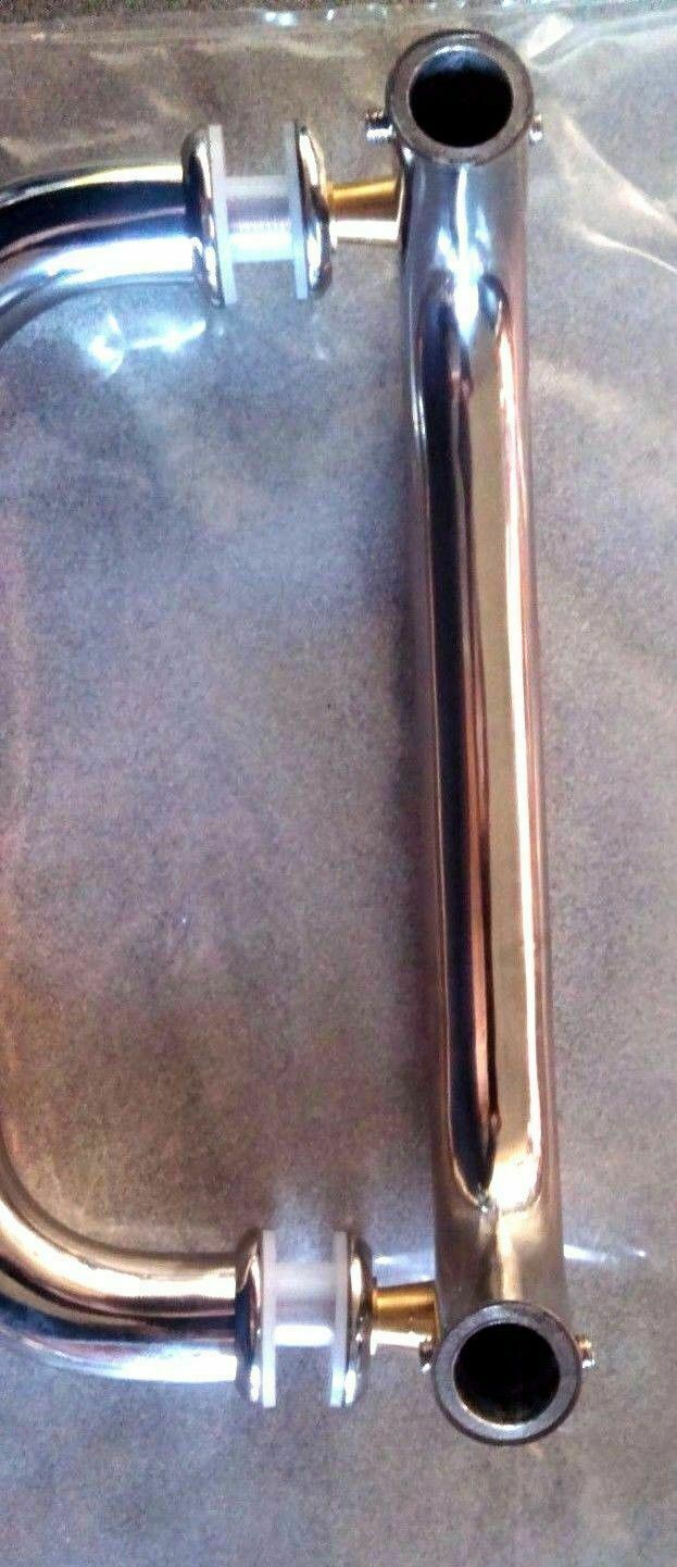 1 PAIR NEW GLASS SHOWER DOOR BACK TO BACK HANDLES 6.25" CC POLISHED STAINLESS