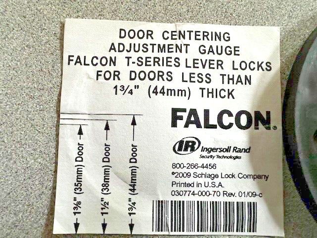 2 EACH  FALCON  A30775-000 T SERIES SHIMS FOR 1 3/8" THICK DOORS BLACK PLASTIC