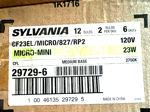 (12) REPLACEMENT BULBS FOR SYLVANIA CF23EL/MICRO/827/RP2 23W 120V