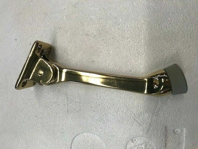 1 EACH CAST SOLID BRASS POLISHED BRASS  5" KICK DOWN FLIP OVER DOOR STOPS 