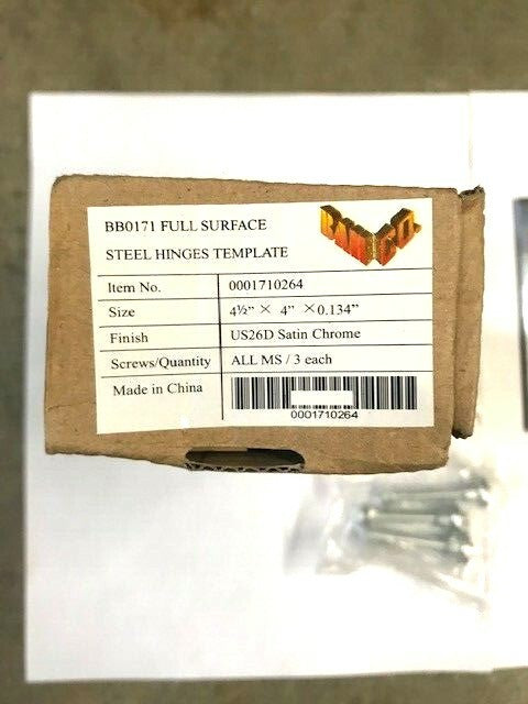 3 EACH BAH BB0 171 4 1/2  US26D  FULL SURFACE HINGES 