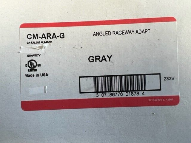 10 EACH WIREMOLD CM-ARA-G ANGLED RACEWAY ADAPTER GRAY
