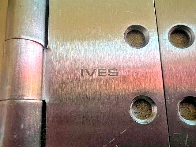3 EA IVES BALL BEARING 4 1/2  x  4 1/2 INCH HINGES US26D W/ WOOD SCREWS