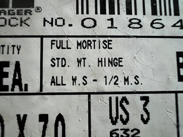 BOX OF 3 HAGER HINGE BB1279 6 X 7 US3 BUTTON TIP HINGES ALL WS 1/2 MSX