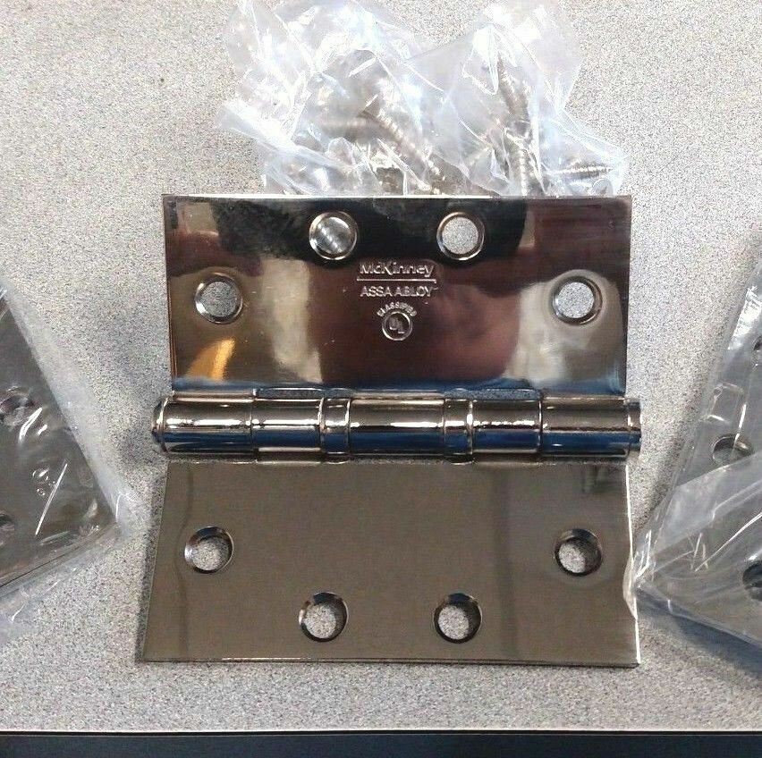 3 EACH MCKINNEY TA2714 4 1/2" X 4 1/2 US14 BRIGHT NICKEL BB HINGES UL WINDSTORM