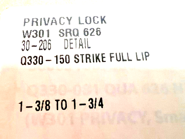 FALCON LOCK W 301 SRQ 626 PRIVACY GRADE 2 SATIN CHROME 2 3/4" BS