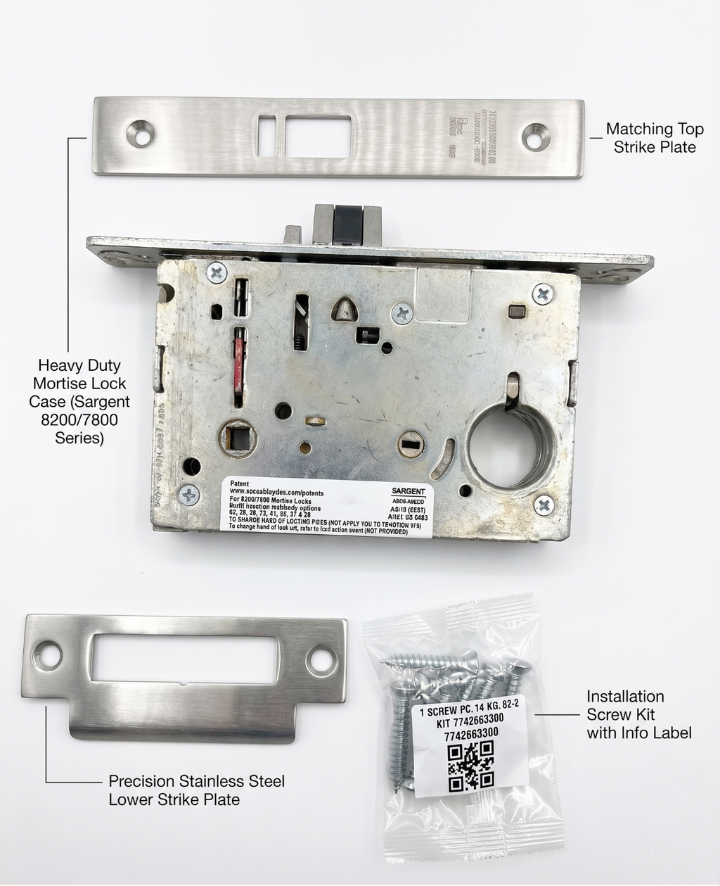 Sargent 8257-26D INSTITUTIONAL LOCK BODY WITH STRIKE AND FACE PLATE 