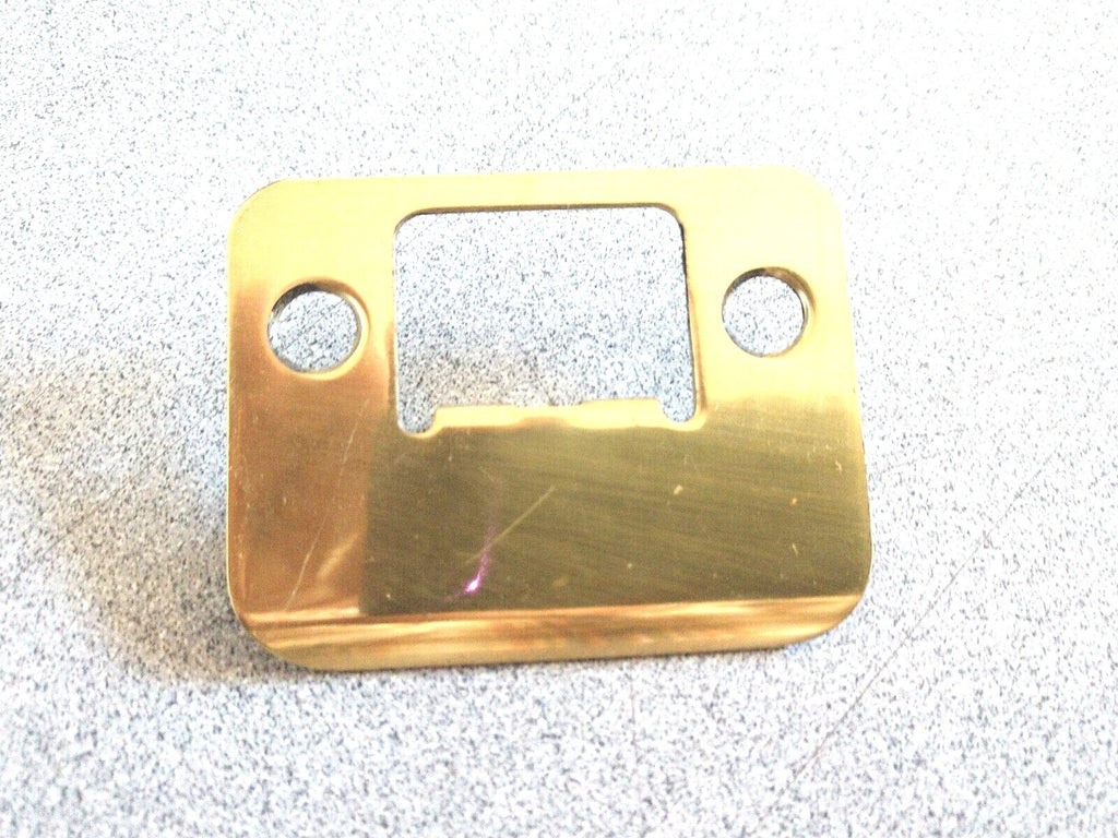 FULL LIP STRIKE IN POLISHED BRASS PLATED 2 1/4" HIGH X 1 3/4" W INC BEND