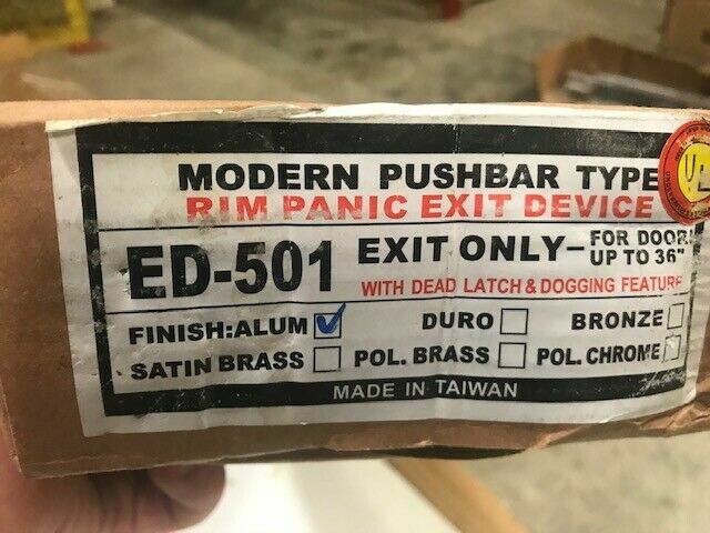 TACO Imperial ED-501-36" AL FINISH  RIM PANIC EXIT PANIC W/ EAK500A Alarm kit